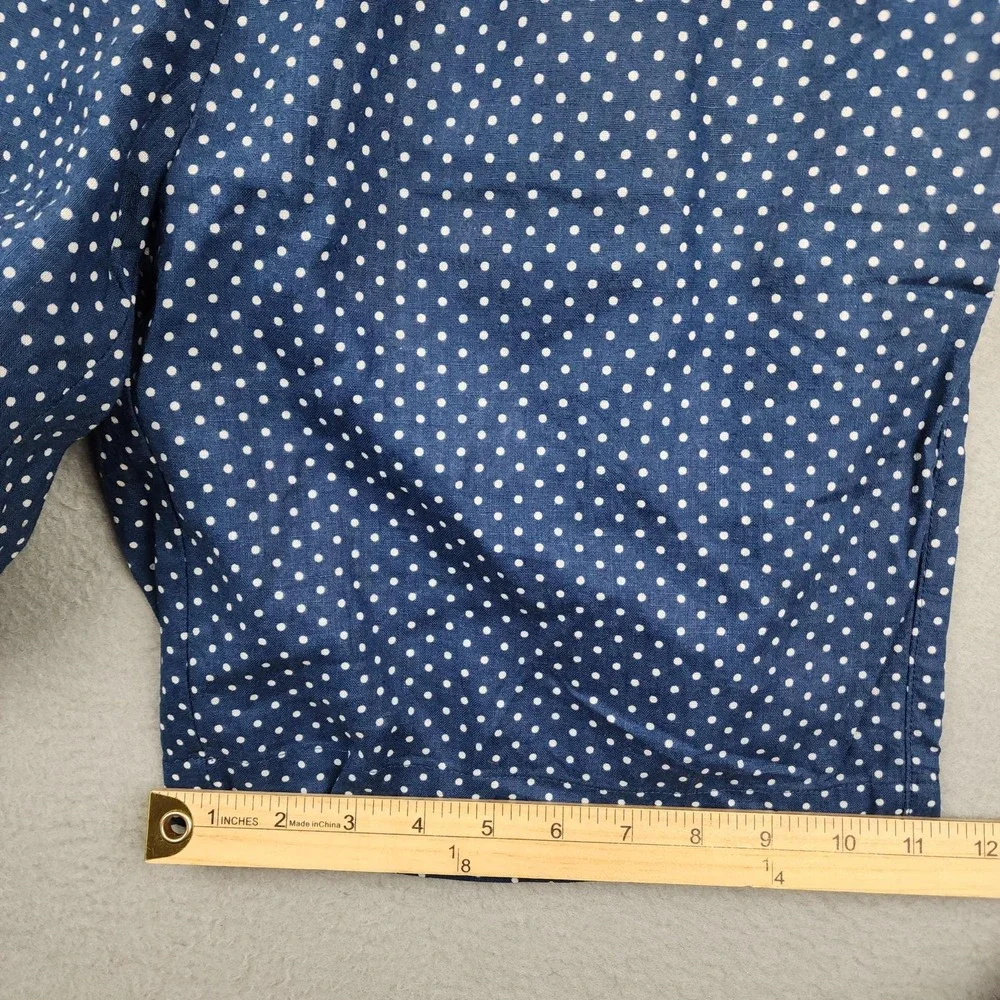 Peter Millar Shorts Mens 34 Blue Polka Dot Linen Cotton Chino 9 Inseam Casual